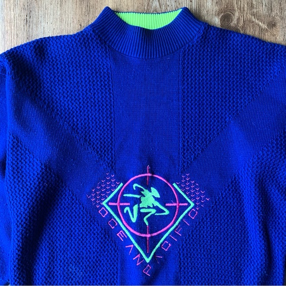 Vintage Ocean Pacific Knit Sweater Mock Neck 90s Made In Canada - Picture 2 of 8